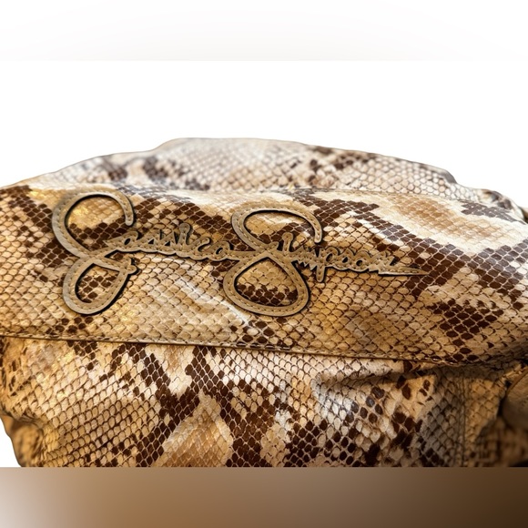 HTF JESSICA SIMPSON OFF-WHITE SNAKESKIN HANDBAG PURSE, WITH YELLOW INTERIOR. - Picture 3 of 10